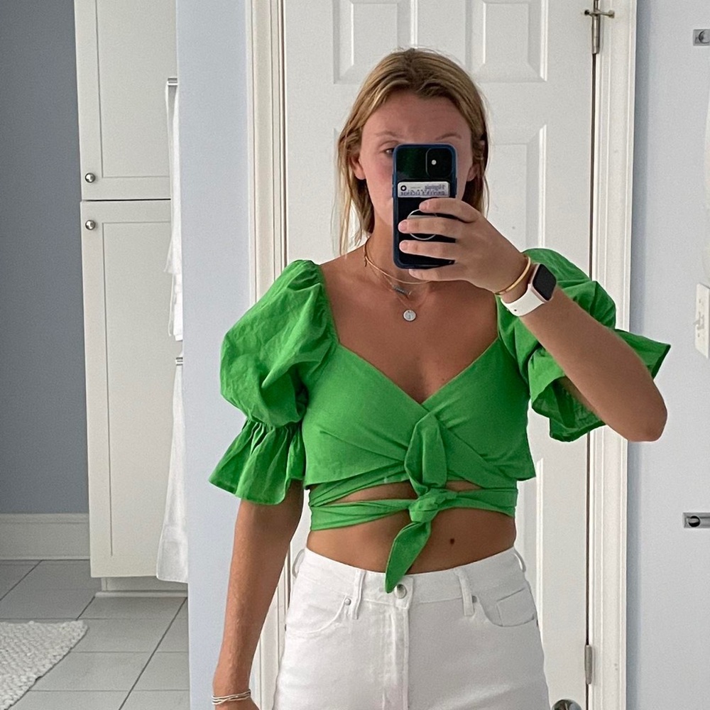 Shein green crop top wrap